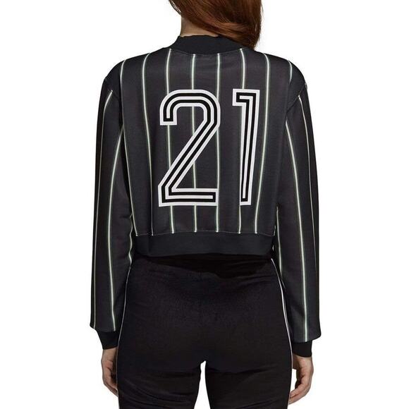ADIDAS Special Edition Sweatshirt Sweater Crop Top Mint Green Striped Active XL - Picture 12 of 13